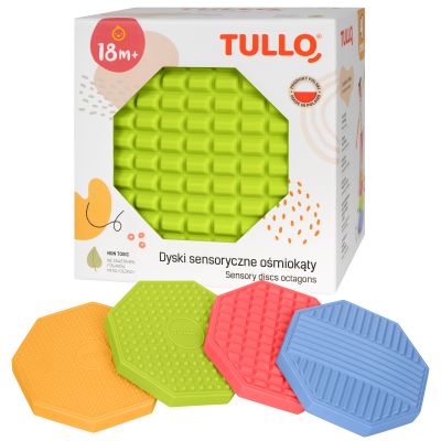 Ośmiokąty sensoryczne różne faktury 4szt.