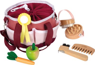 Zestaw do pielęgnacji hobby horse w czerwonej torbie