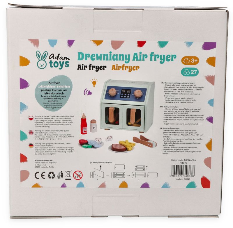 Air Fryer drewniana frytkownica z akcesoriami na baterie