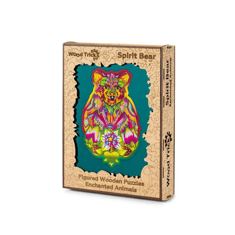 Puzzle drewniane kolorowe Niedźwiedź