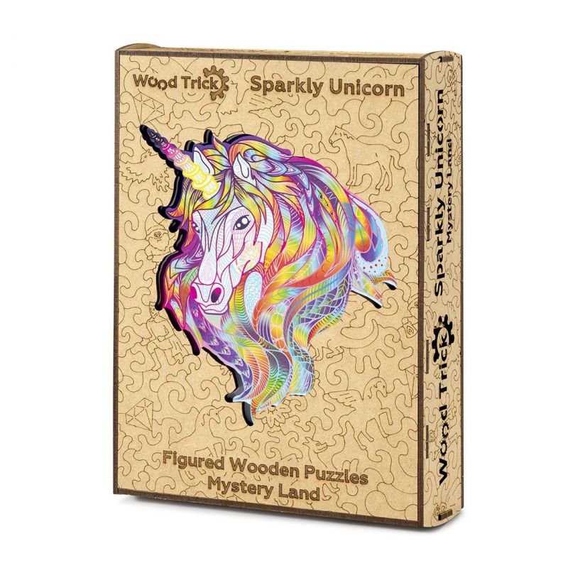 Puzzle drewniane tęczowy jednorożec