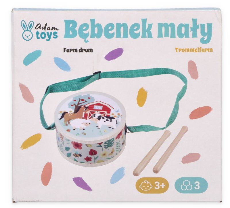 Bębenek dla dziecka z motywem farmy