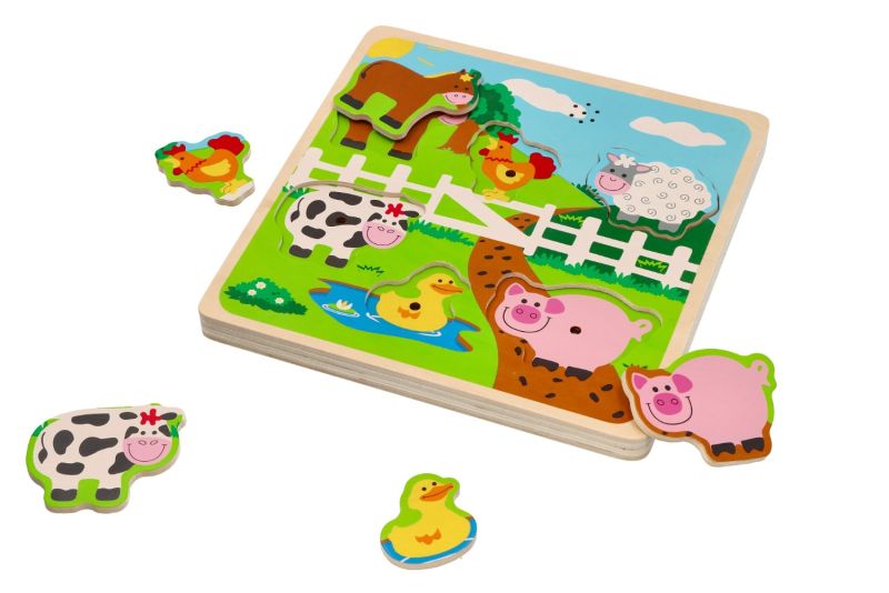 Puzzle dźwiękowe Farma -  zwierzęta z farmy Lelin