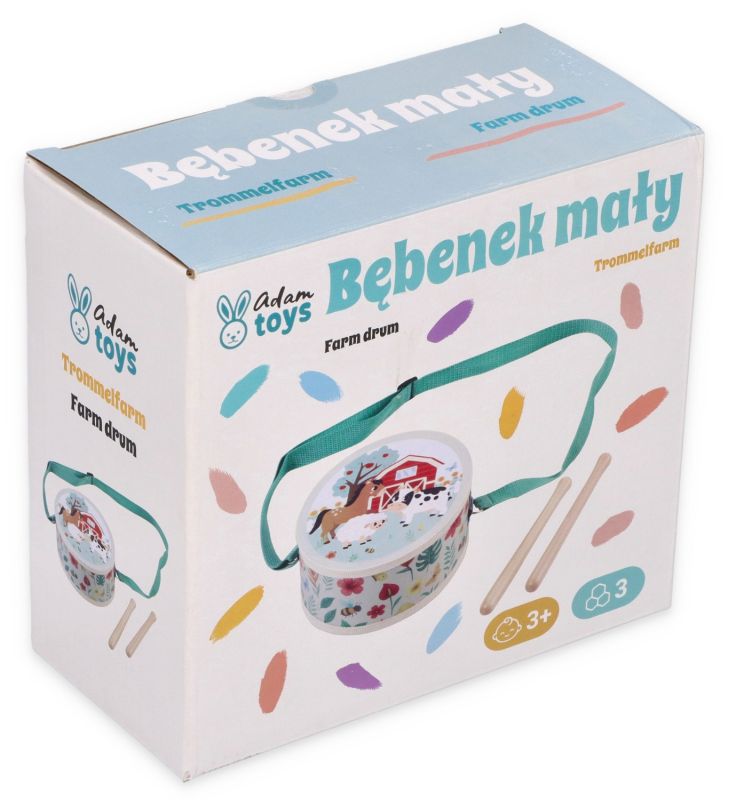 Bębenek dla dziecka z motywem farmy