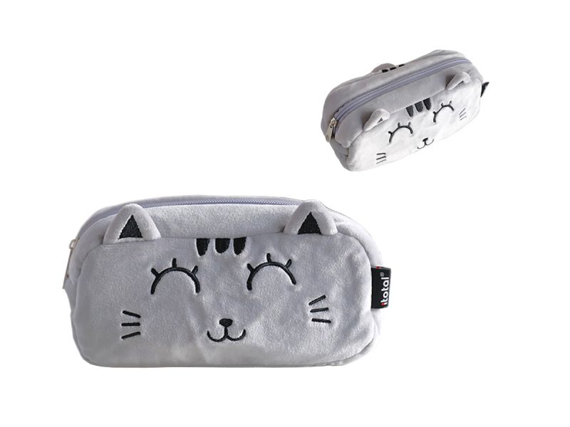 Pluszowy piórnik szary kot Cat lovers