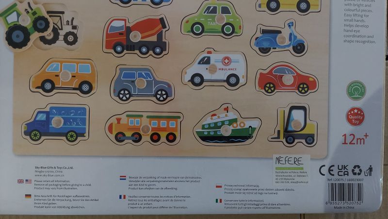 Duża 40x30 cm drewniana układanka puzzle Transport - bezpieczeństwo produktu